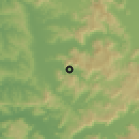 Shaded relief of the 55 km around El Membrillo, drawn from the GMTED2010 grid