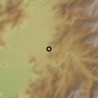 Shaded relief of the 55 km around El Naranjal, drawn from the GMTED2010 grid