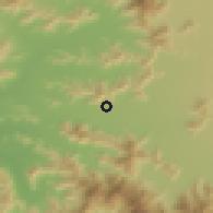 Shaded relief of the 55 km around El Paico Alto, drawn from the GMTED2010 grid