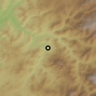 Shaded relief of the 56 km around El Palqui, drawn from the GMTED2010 grid