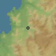 Shaded relief of the 56 km around El Peñón, drawn from the GMTED2010 grid