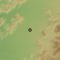Shaded relief of the 55 km around El Porvenir, drawn from the GMTED2010 grid