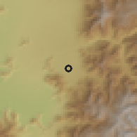 Shaded relief of the 55 km around El Principal, drawn from the GMTED2010 grid