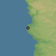 Shaded relief of the 55 km around El Quisco, drawn from the GMTED2010 grid