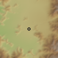Shaded relief of the 55 km around El Recurso, drawn from the GMTED2010 grid