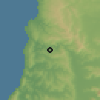 Shaded relief of the 55 km around El Rincón, drawn from the GMTED2010 grid