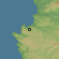 Shaded relief of the 55 km around El Roble, drawn from the GMTED2010 grid