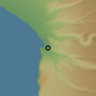 Shaded relief of the 59 km around Arica, drawn from the GMTED2010 grid