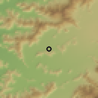 Shaded relief of the 55 km around El Rulo, drawn from the GMTED2010 grid