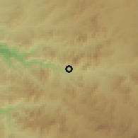 Shaded relief of the 57 km around El Salado, drawn from the GMTED2010 grid
