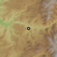 Shaded relief of the 56 km around El Tambo, drawn from the GMTED2010 grid