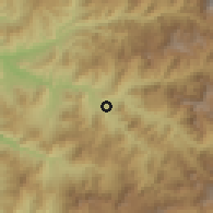 Shaded relief of the 56 km around El Tambo, drawn from the GMTED2010 grid