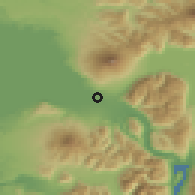Shaded relief of the 53 km around Ensenada, drawn from the GMTED2010 grid