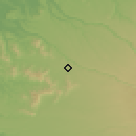 Shaded relief of the 54 km around Ercilla, drawn from the GMTED2010 grid