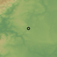 Shaded relief of the 53 km around Fresia, drawn from the GMTED2010 grid