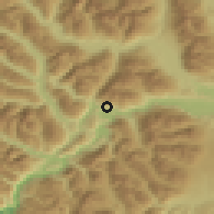 Shaded relief of the 52 km around Futaleufú, drawn from the GMTED2010 grid