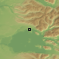 Shaded relief of the 53 km around Futrono, drawn from the GMTED2010 grid