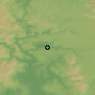 Shaded relief of the 54 km around Galvarino, drawn from the GMTED2010 grid