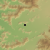Shaded relief of the 55 km around Guacarhue, drawn from the GMTED2010 grid