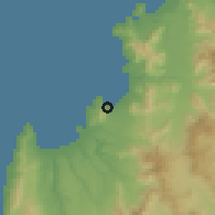 Shaded relief of the 56 km around Guanqueros, drawn from the GMTED2010 grid