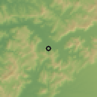 Shaded relief of the 55 km around Guaquén, drawn from the GMTED2010 grid