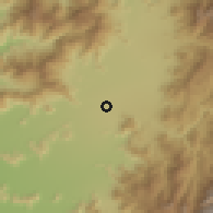 Shaded relief of the 55 km around Gultro, drawn from the GMTED2010 grid