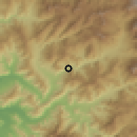 Shaded relief of the 56 km around Hierro Viejo, drawn from the GMTED2010 grid