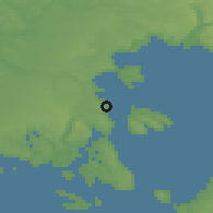 Shaded relief of the 53 km around Huelmo, drawn from the GMTED2010 grid
