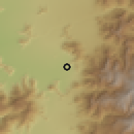 Shaded relief of the 55 km around Huelquén, drawn from the GMTED2010 grid