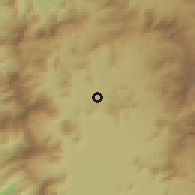 Shaded relief of the 55 km around Huertos Familiares, drawn from the GMTED2010 grid