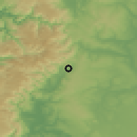 Shaded relief of the 53 km around Hueyusca, drawn from the GMTED2010 grid