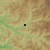Shaded relief of the 56 km around Illapel, drawn from the GMTED2010 grid