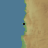 Shaded relief of the 58 km around Iquique, drawn from the GMTED2010 grid