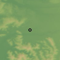 Shaded relief of the 54 km around Barros Arana, drawn from the GMTED2010 grid
