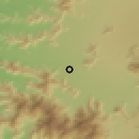 Shaded relief of the 55 km around Isla de Maipo, drawn from the GMTED2010 grid