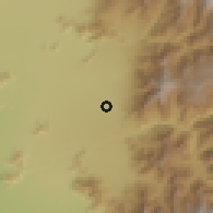 Shaded relief of the 55 km around Joaquín Olivares, drawn from the GMTED2010 grid