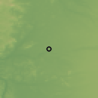 Shaded relief of the 54 km around La Aguada, drawn from the GMTED2010 grid