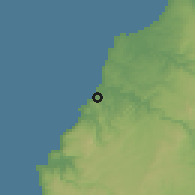 Shaded relief of the 55 km around La Boca, drawn from the GMTED2010 grid