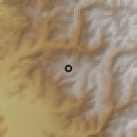 Shaded relief of the 56 km around La Caldera, drawn from the GMTED2010 grid