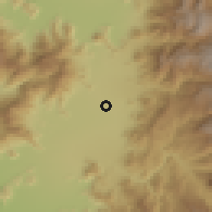 Shaded relief of the 55 km around La Compañía, drawn from the GMTED2010 grid