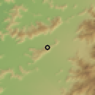 Shaded relief of the 55 km around La Cuesta, drawn from the GMTED2010 grid