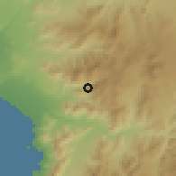 Shaded relief of the 57 km around Bellavista, drawn from the GMTED2010 grid