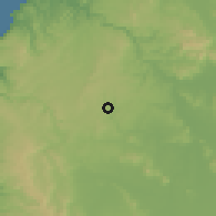 Shaded relief of the 55 km around La Estrella, drawn from the GMTED2010 grid