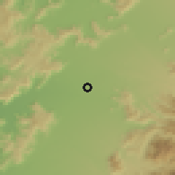 Shaded relief of the 55 km around La Figueroa, drawn from the GMTED2010 grid