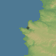 Shaded relief of the 55 km around Laguna Verde, drawn from the GMTED2010 grid