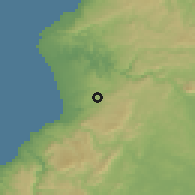 Shaded relief of the 55 km around Lagunillas, drawn from the GMTED2010 grid