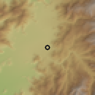 Shaded relief of the 55 km around La Hacienda, drawn from the GMTED2010 grid