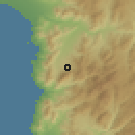 Shaded relief of the 56 km around La Higuera, drawn from the GMTED2010 grid