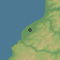 Shaded relief of the 55 km around La Isla, drawn from the GMTED2010 grid
