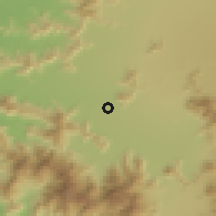 Shaded relief of the 55 km around La Islita, drawn from the GMTED2010 grid